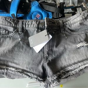 Armani women black jean shorts